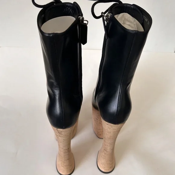 GUCCI Women's Black Leather Platform Ankle Zip Boots Size 7 NIB 747749 - Picture 12 of 14